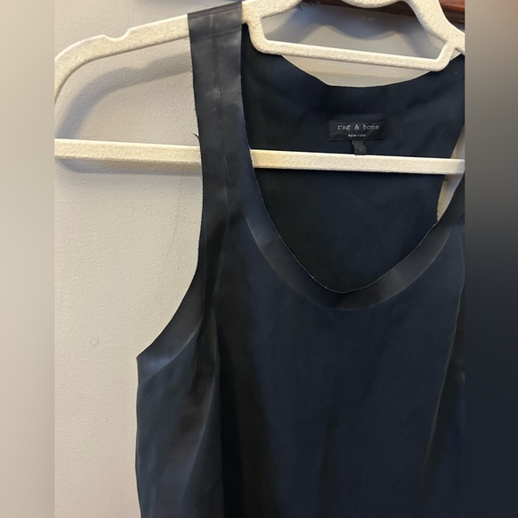 Rag & Bone Racer Back Tank Top with Faux Leather Trim Black Size Small - Picture 2 of 6